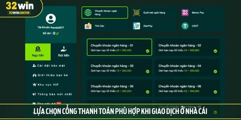 Lựa chọn cổng thanh toán phù hợp khi giao dịch ở nhà cái